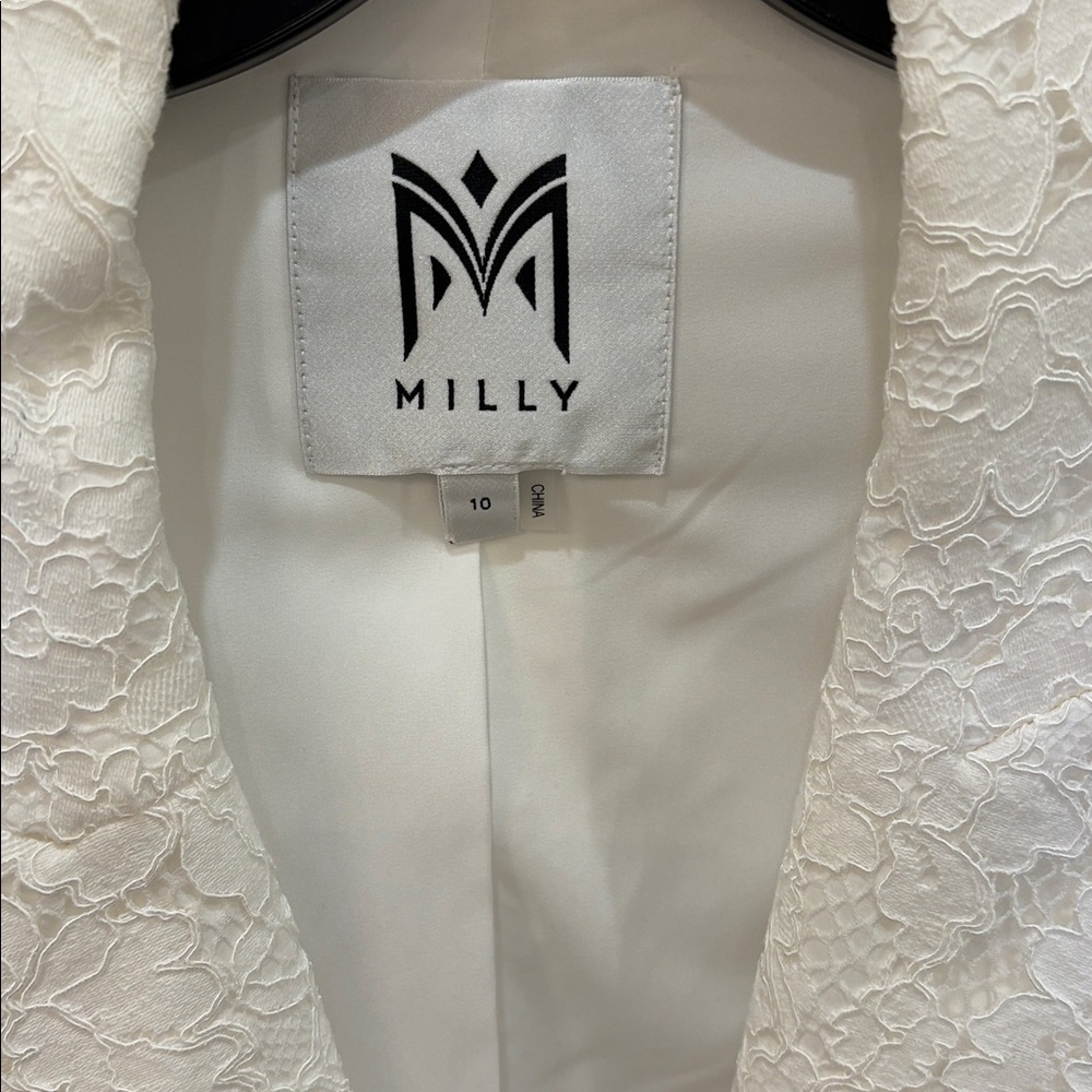 Milly Cream Lace Single-Button Blazer - Picture 2 of 4